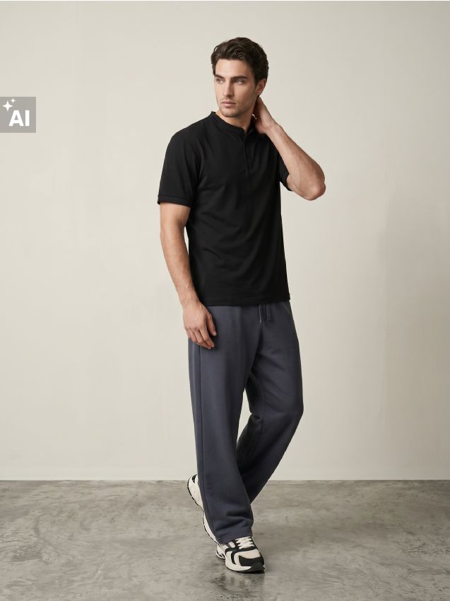 Sinsay - Pantaloni din material sport wide leg cu broderie - altele