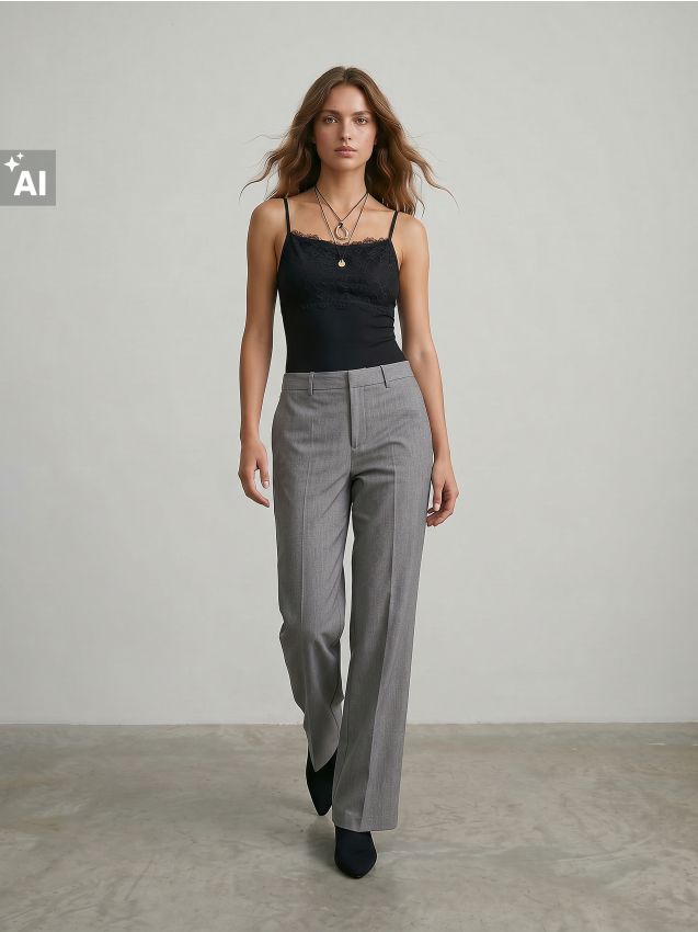 Sinsay - Pantaloni eleganți drepti cu amestec de vâscoză - gri deschis