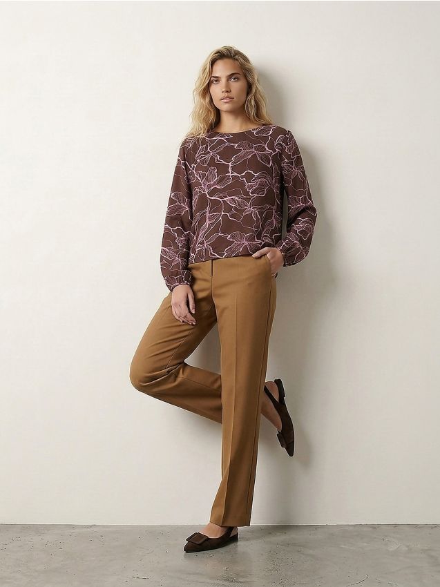 Sinsay - Pantaloni eleganți drepti cu amestec de vâscoză - chihlimbariu