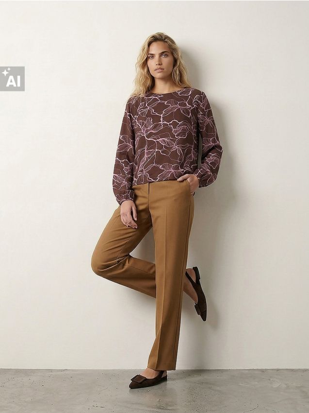Sinsay - Pantaloni eleganți drepti cu amestec de vâscoză - chihlimbariu