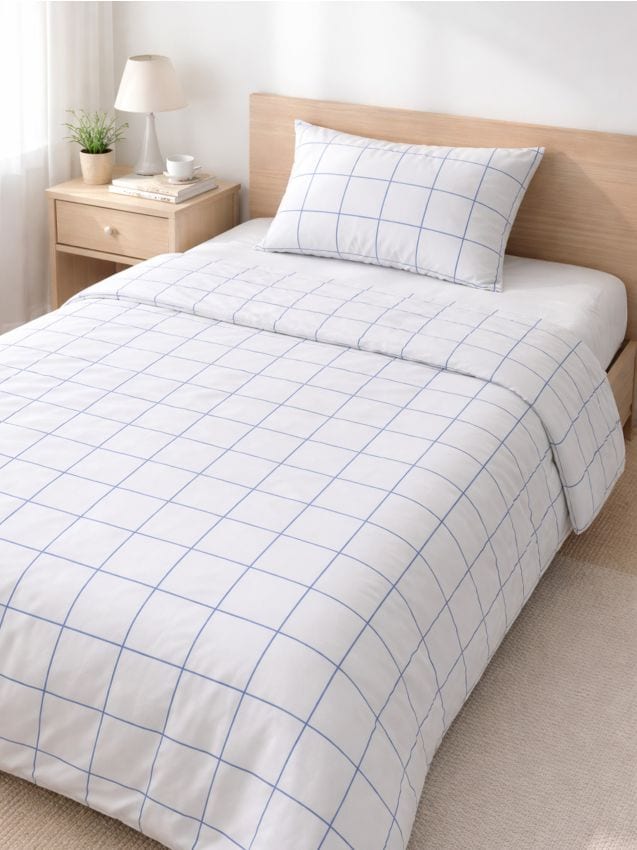 Completo di biancheria da letto a quadri - blu