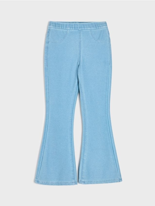 Sinsay - Pantaloni flare cu bumbac - albastru