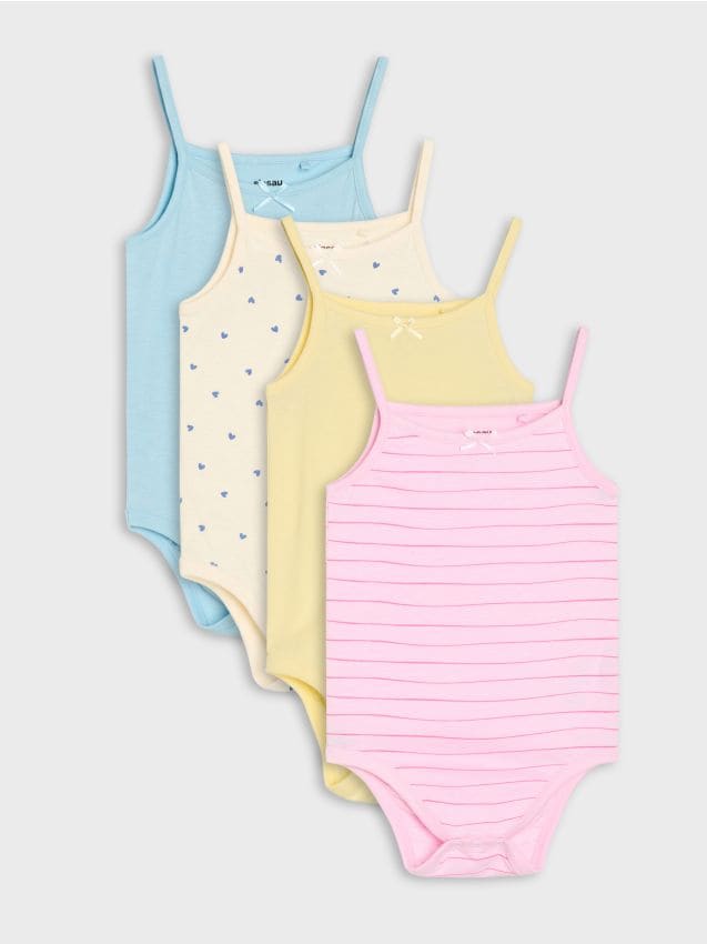 Sinsay - Body din bumbac cu bretele 4 pack - crem