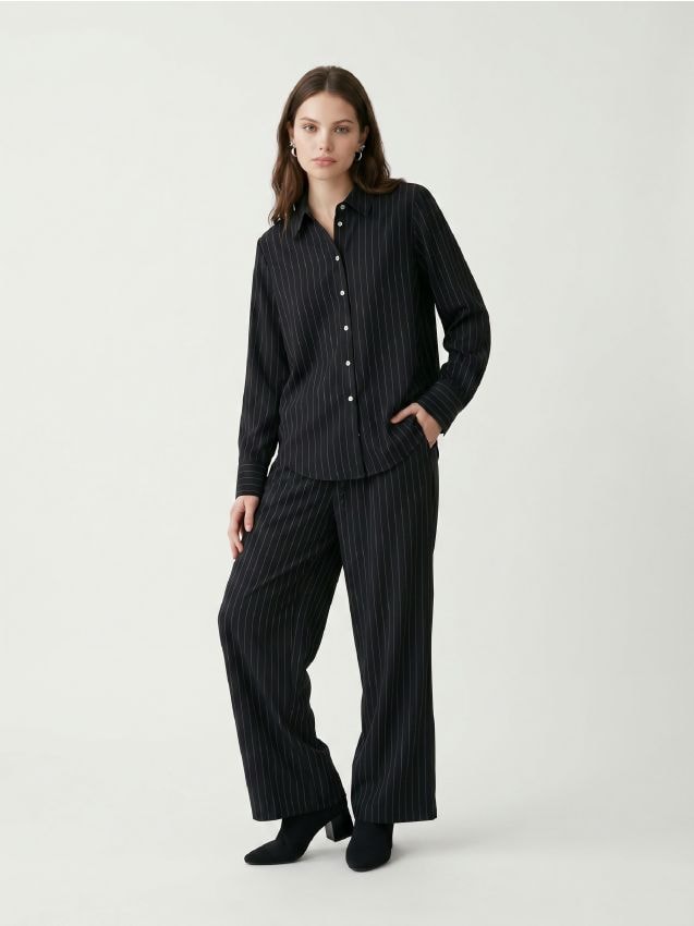 Sinsay - Pantaloni wide leg cu viscoză - multicolor