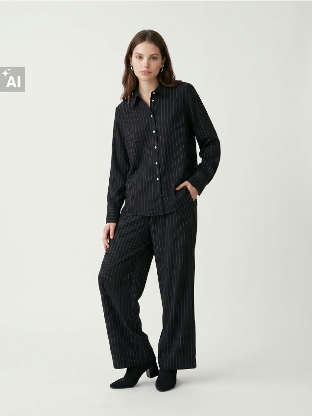 Sinsay - Pantaloni wide leg cu viscoză - multicolor