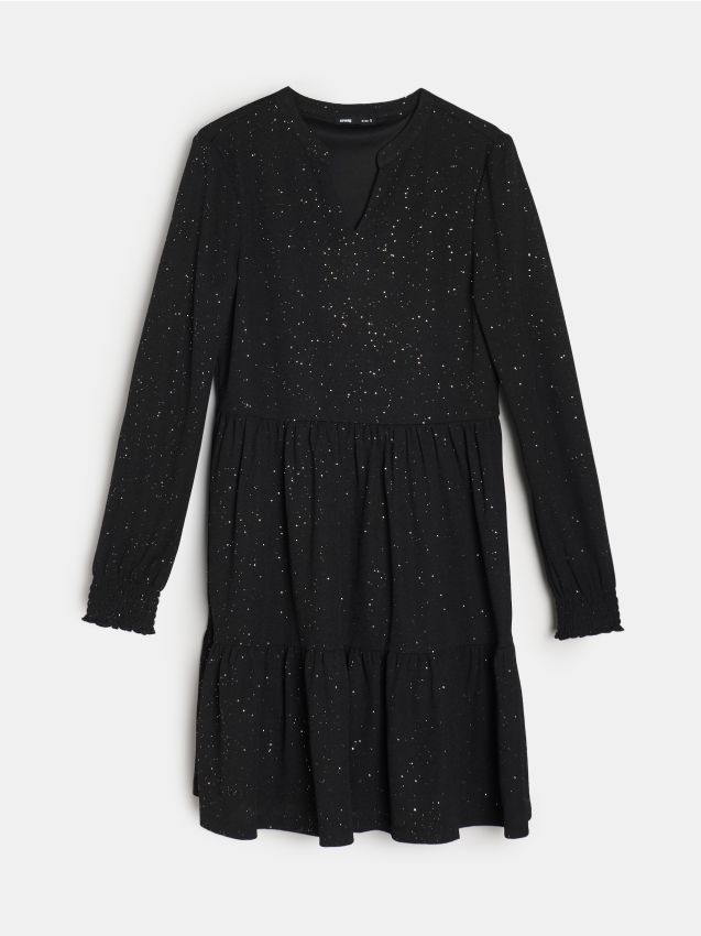 Sinsay - Mini šaty s vrstveným efektom - čierna