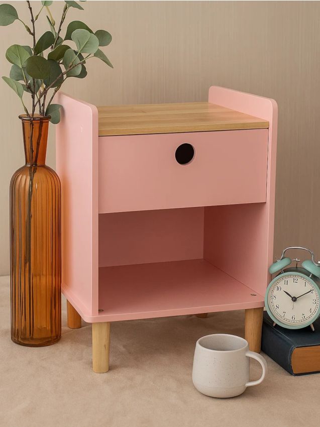 Sinsay - Nočný stolík so zásuvkou - pastelová ružová
