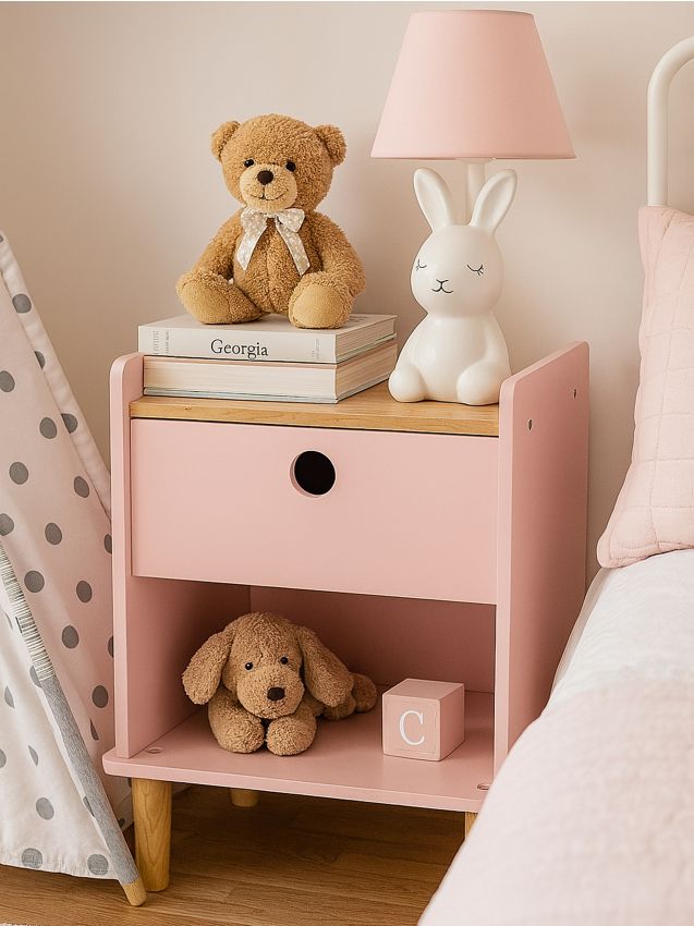 Sinsay - Nočný stolík so zásuvkou - pastelová ružová