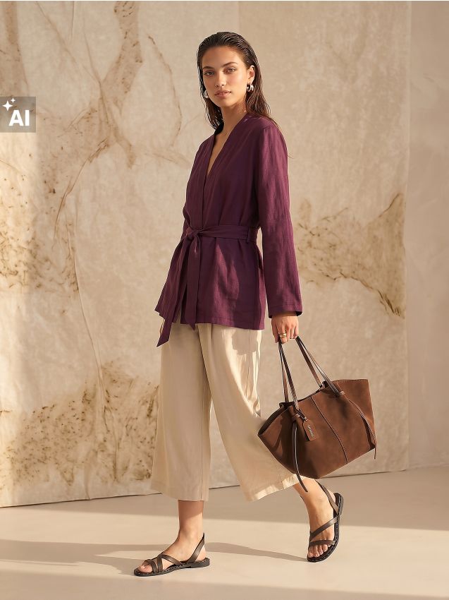 Sinsay - Pantaloni culotte cu vâscoză - nude
