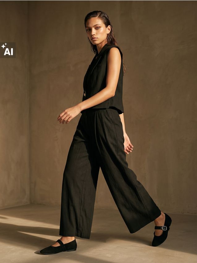 Sinsay - Pantaloni culotte cu vâscoză - negru