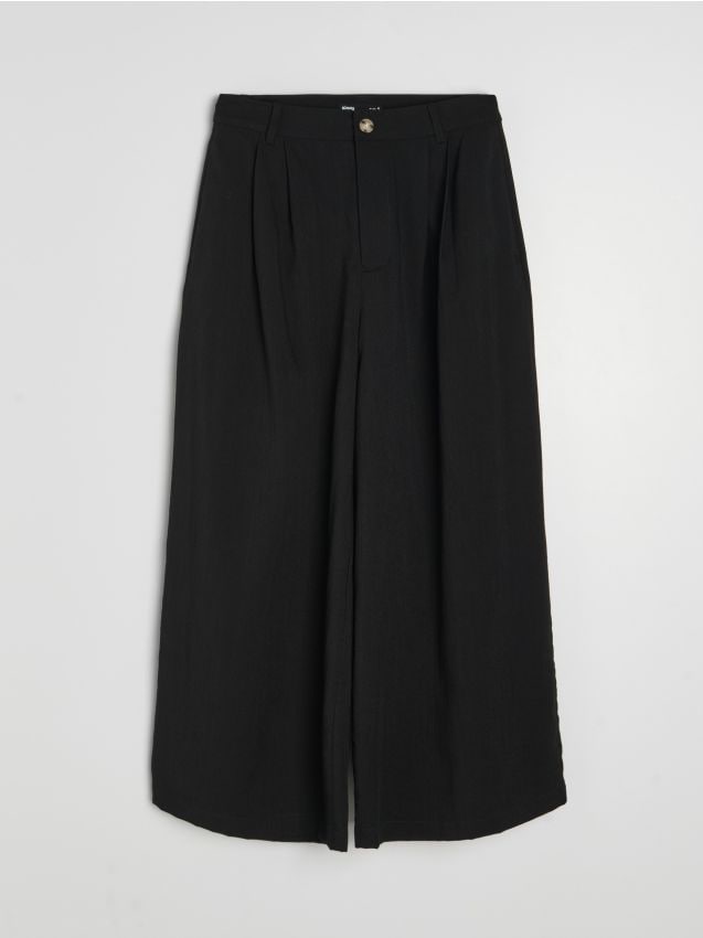 Sinsay - Pantaloni culotte cu vâscoză - negru