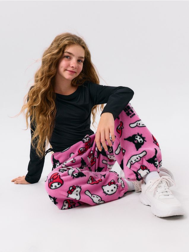 Sinsay - Oversize flis jogger hlače Hello Kitty and Friends