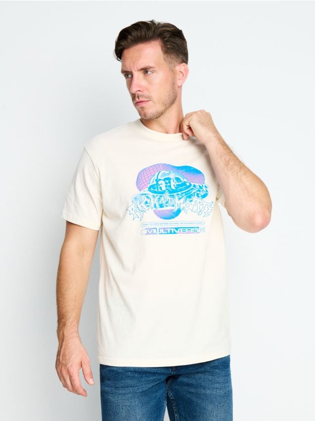 Sinsay - Tricou cu mânecă scurtă Rick & Morty - crem
