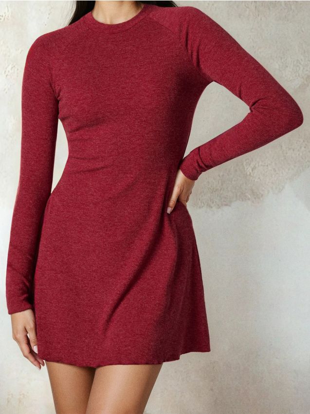 Vestito mini a costine - rosso