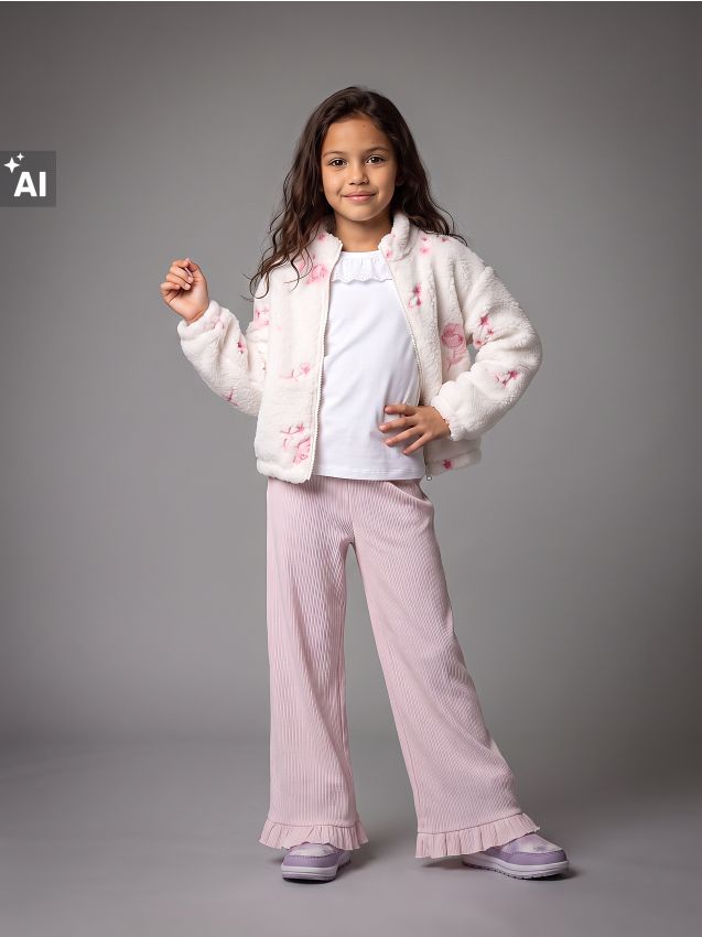 Sinsay - Pantaloni largi cu volane decorative - lavand