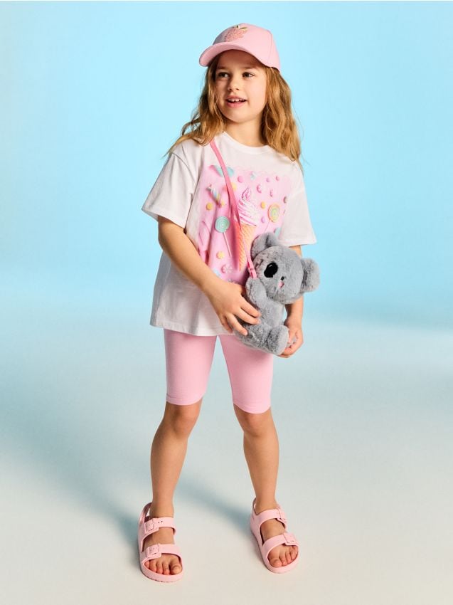 Sinsay - Bawełniany komplet: koszulka i kolarki - wielobarwny