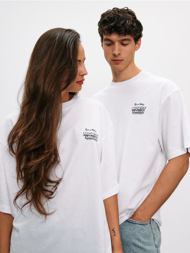 Sinsay - Tričko s potlačou na chrbte Rick & Morty - biela
