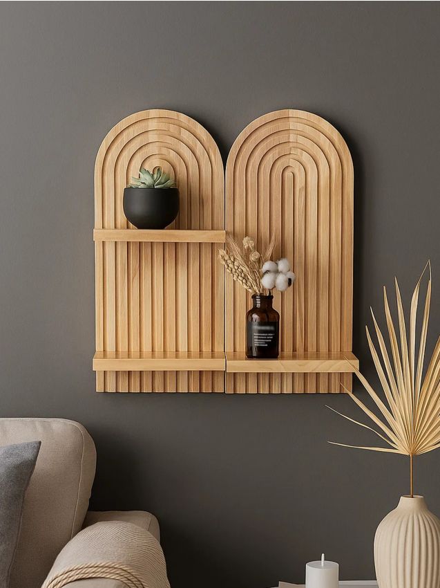 Sinsay - Nástenné police 2 kusy - béžová