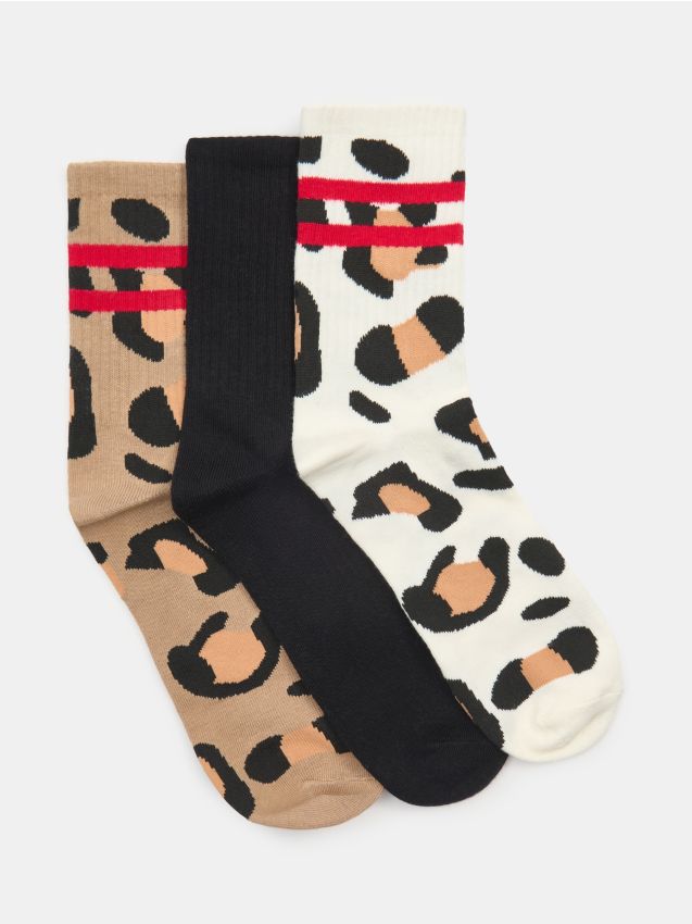Sinsay - Skarpetki w panterkę 3 pack - wielobarwny