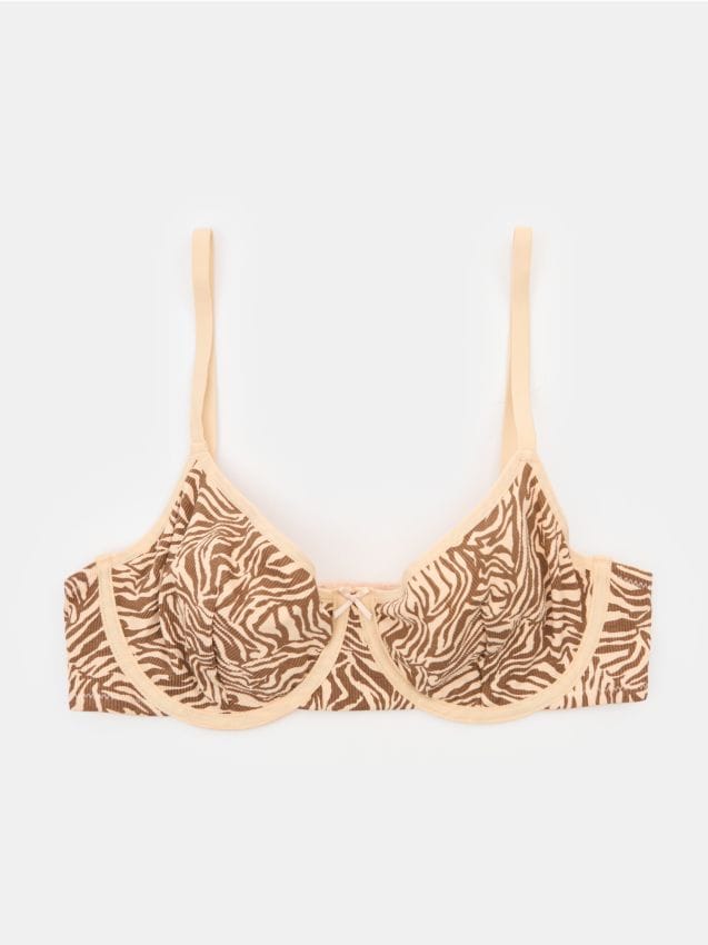 Sinsay - Bawełniany biustonosz miękki z fiszbinami w panterkę - wielobarwny