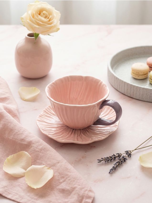 Sinsay - Ceașcă cu farfurioară în formă de floare - lavand