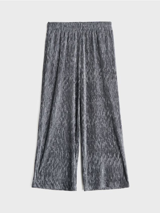 Sinsay - Pantaloni wide leg cu fir metalic - argintiu