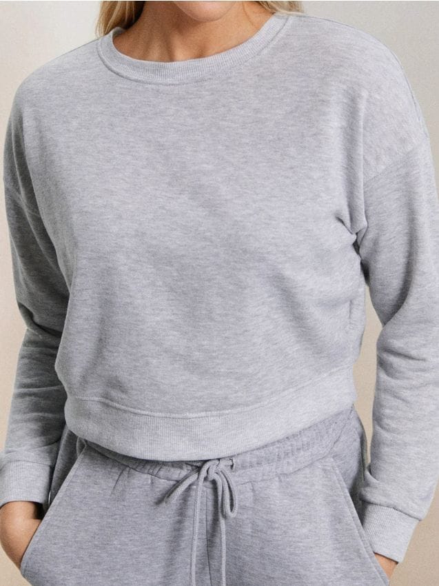 Sinsay - Hanorac scurt cu gât rotund - gri deschis