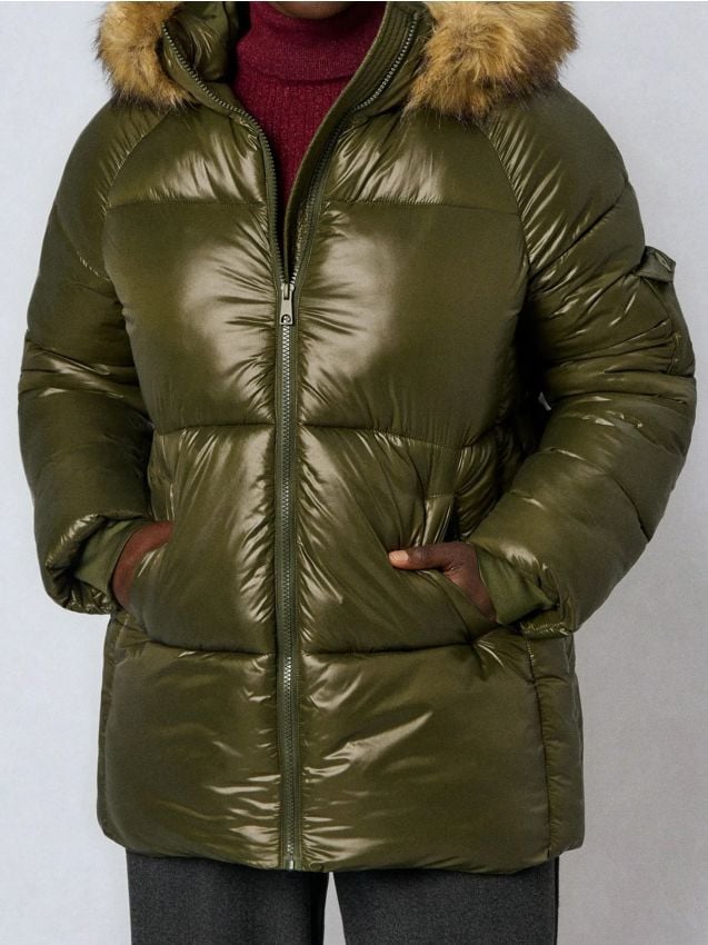 Sinsay - Prešívaná puffer bunda - tmavozelená