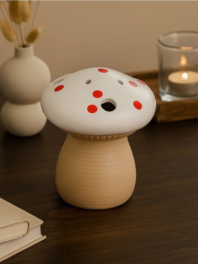 Lampada da tavolo LED in ceramica a forma di fungo - multicolor