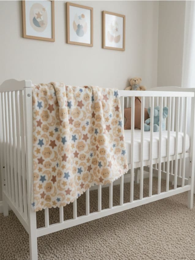 Sinsay - Pătură cu stele, nori și luni - crem