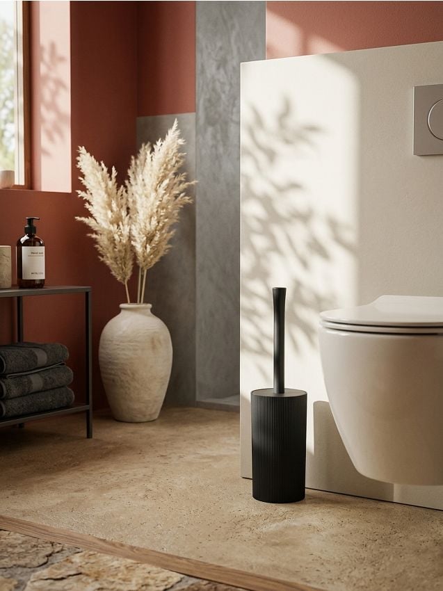 Scopino WC scanalato - nero