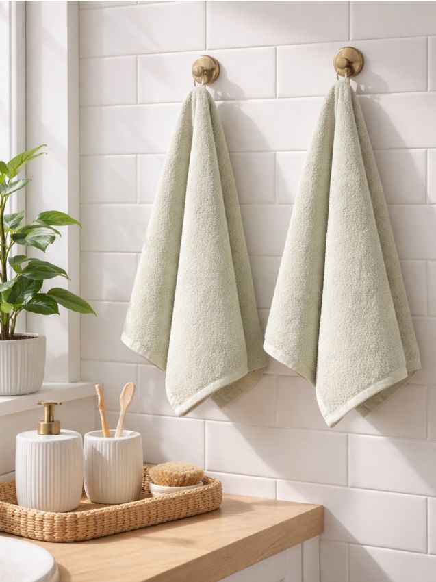 Sinsay - Prosoape din bumbac uni 2 pack - verde-gălbui