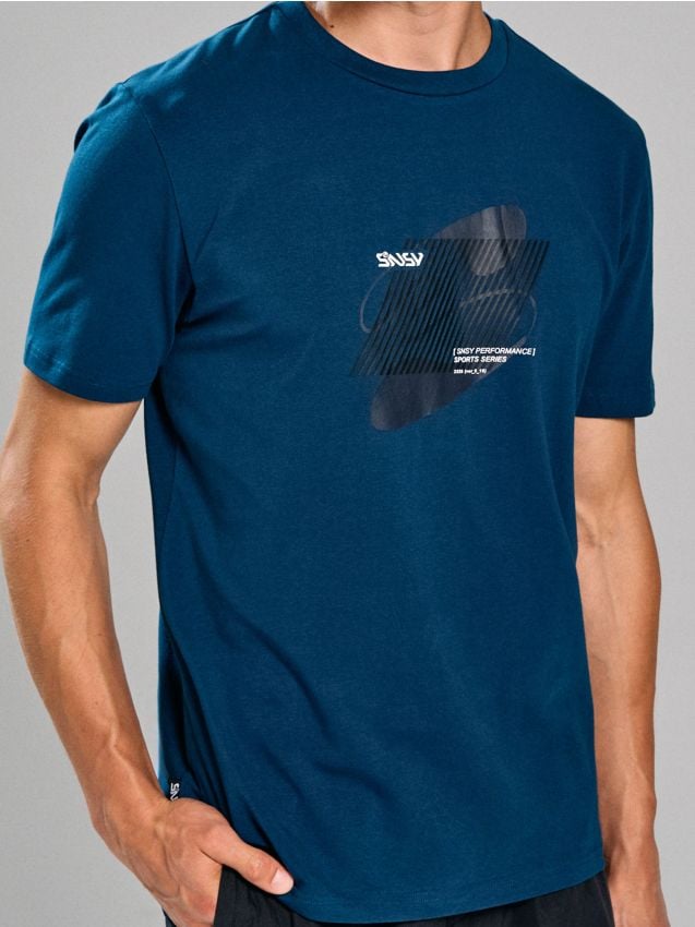 Sinsay - Tricou cu inscripție SNSY PERFORMANCE - albastru