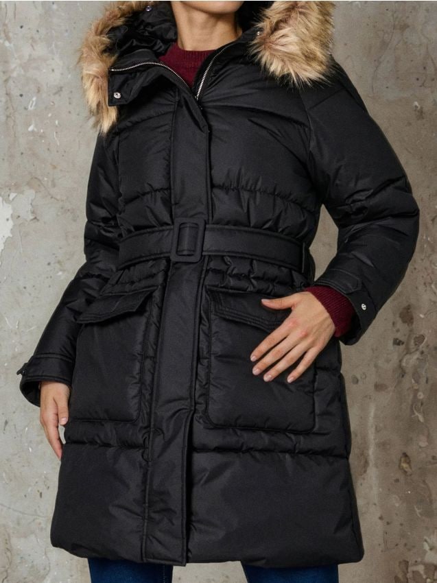 Sinsay - Prešívaný plášť s kapucňou - čierna