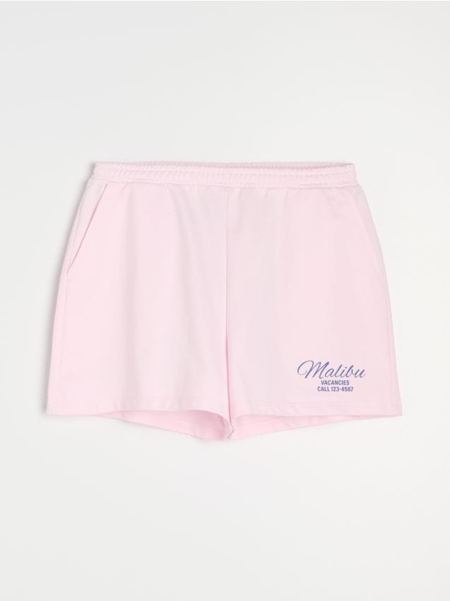 Sinsay - Bawełniane szorty dresowe - różowy
