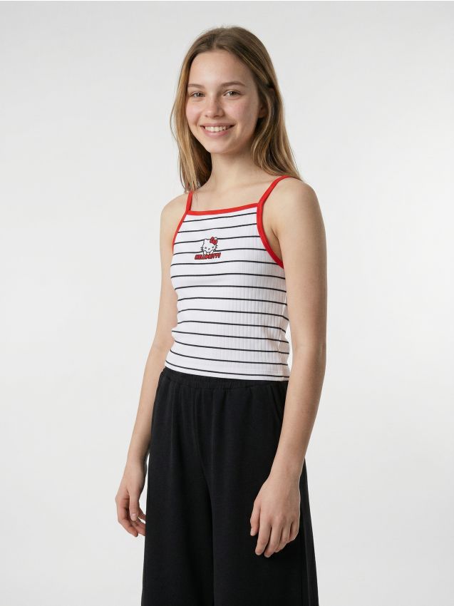 Sinsay - Top din bumbac cu bretele Hello Kitty - multicolor