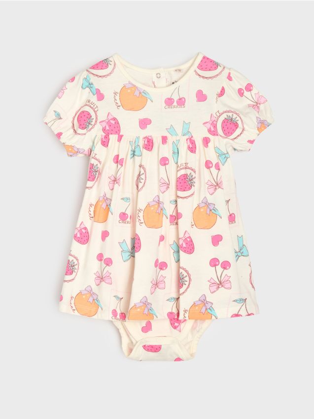 Sinsay - Body tip rochiță cu imprimeu de fructe - crem