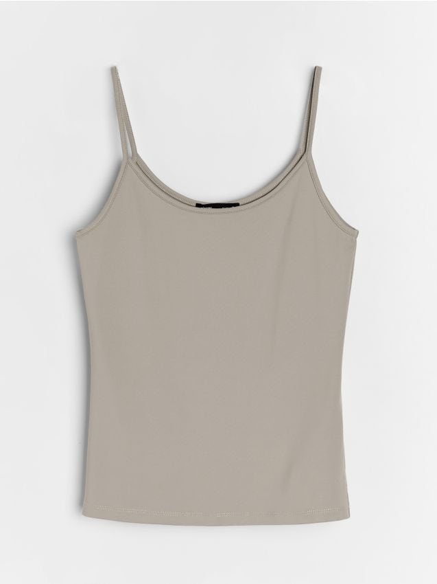 Sinsay - Hladký top na tenké ramienka - béžová
