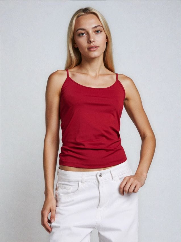 Sinsay - Top simplu cu bretele subțiri - bordo