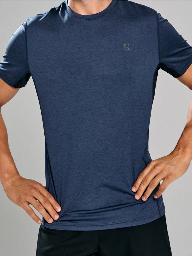 Sinsay - Slim fit tričko SNSY PERFORMANCE - oceľovo modrá