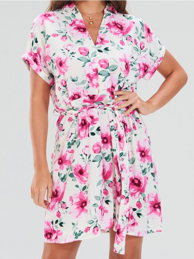 Sinsay - Rochie mini din vâscoză cu model floral - multicolor
