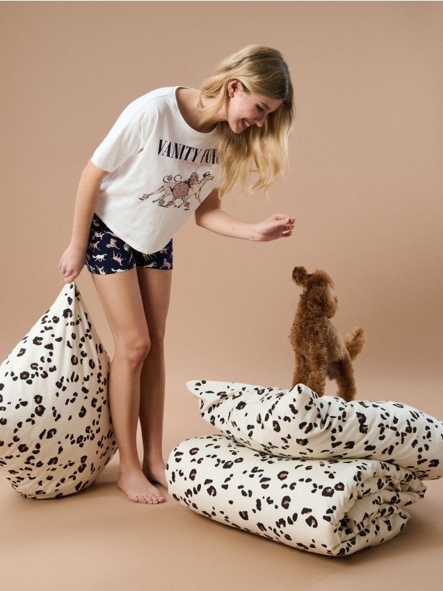 Sinsay - Set de lenjerie de pat din bumbac cu model cu buline - alb