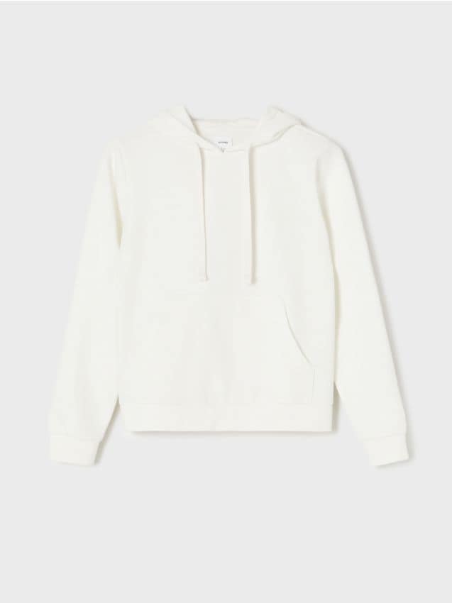 Sinsay - Mikina s kapucňou s vreckom - krémová