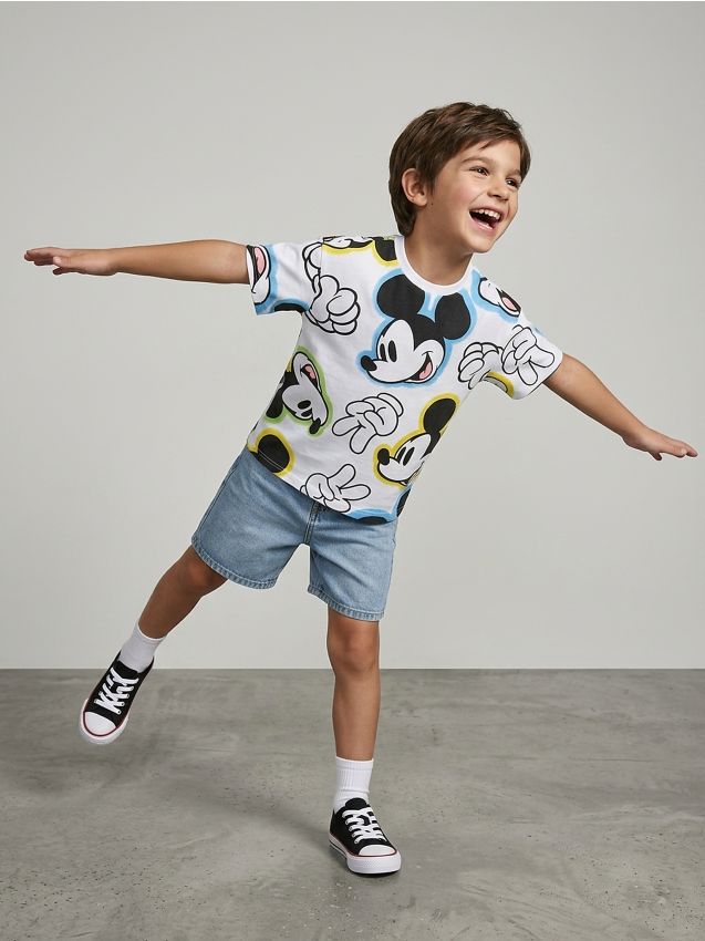 Sinsay - Tricou din bumbac cu imprimeu Mickey Mouse - alb