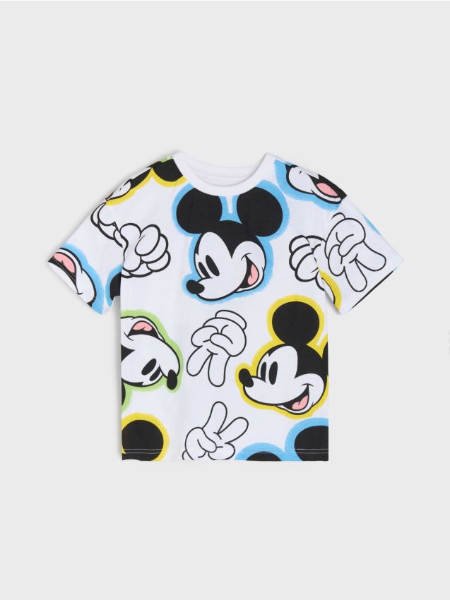 Sinsay - Tricou din bumbac cu imprimeu Mickey Mouse - alb