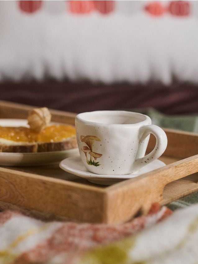 Sinsay - Cană ceramică cu farfurie - multicolor