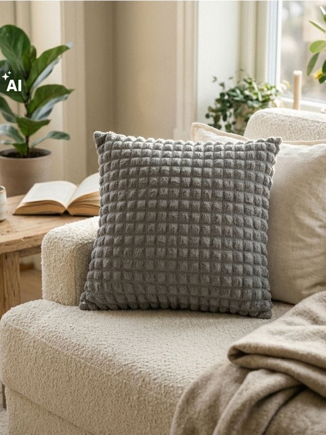 Sinsay - Pernă decorativă cu model în carouri embosat - gri-neutru