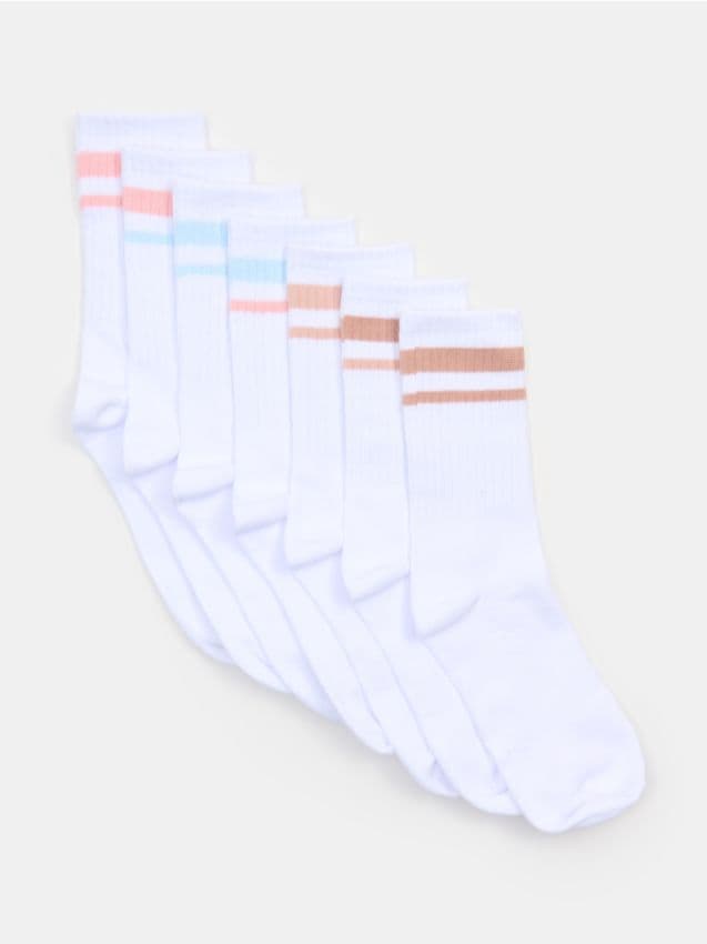Sinsay - Prążkowane skarpetki 7 pack - wielobarwny