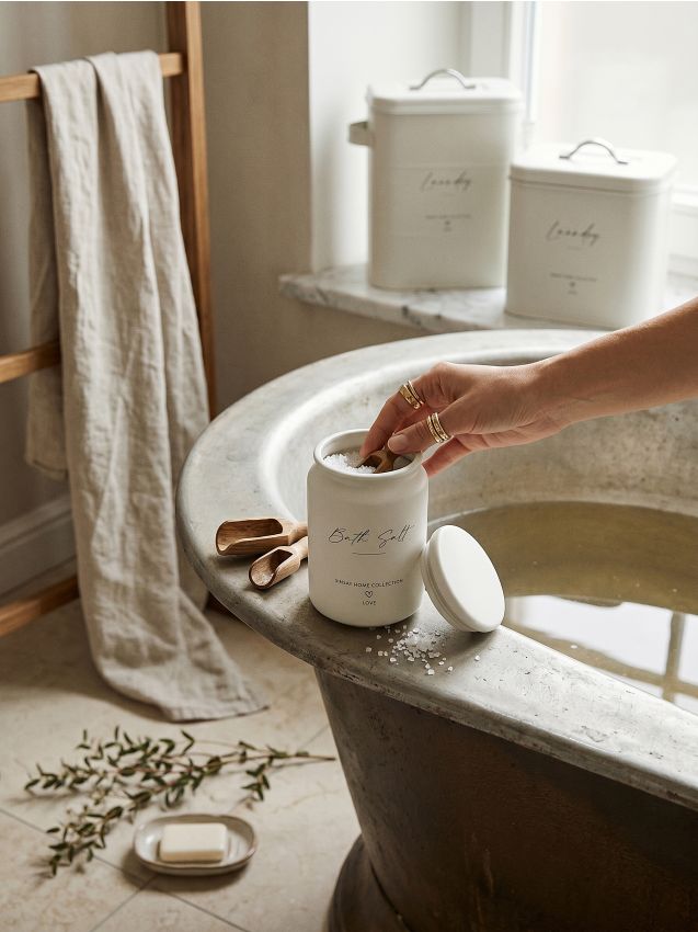 Contenitore per sale da bagno - bianco