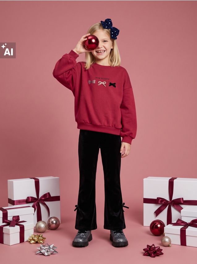 Sinsay - Set: hanorac și pantaloni cu fundițe decorative - multicolor